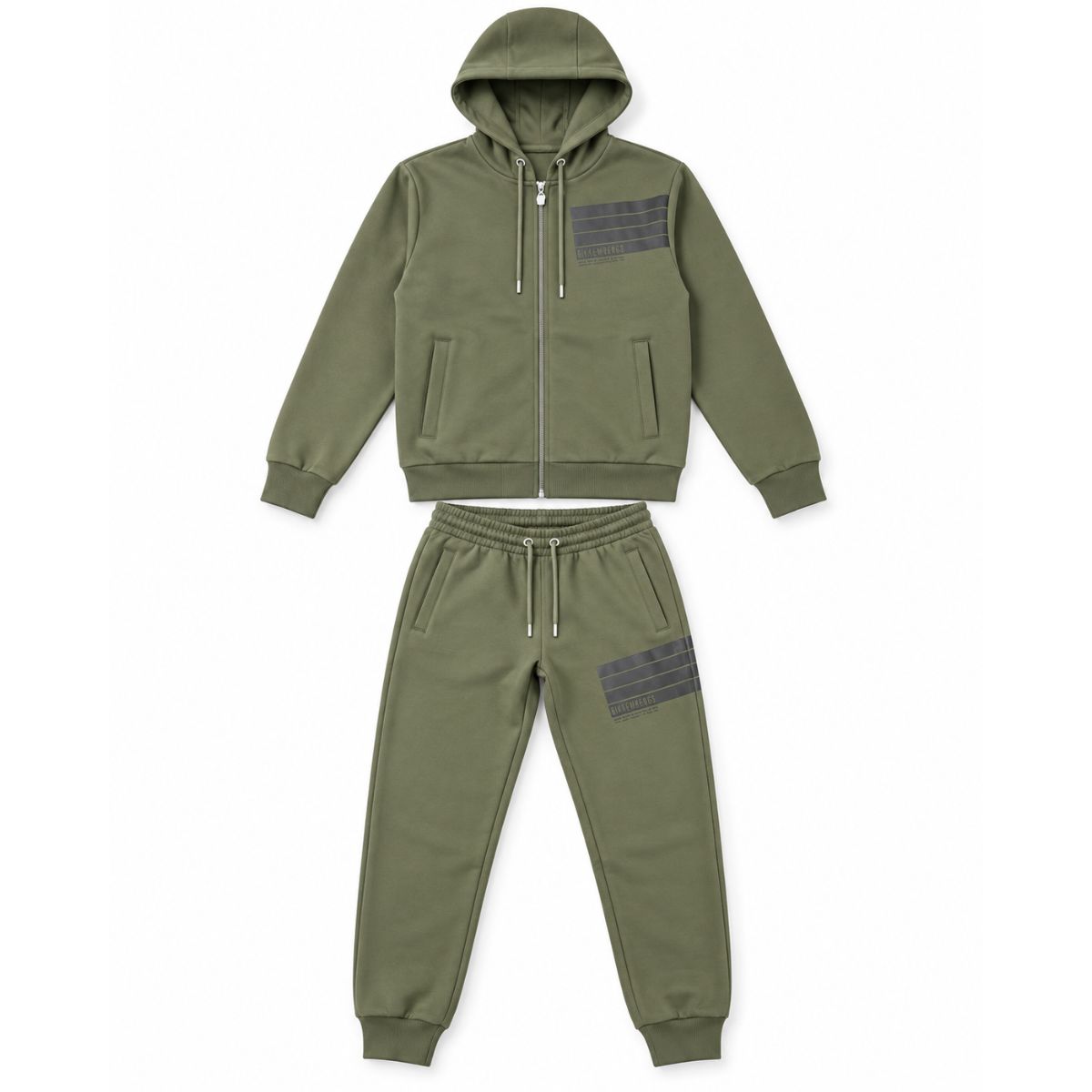 Tuta Uomo BMF2046 Bikkembergs con Cappuccio e Zip – Verde Militare - immagine 2