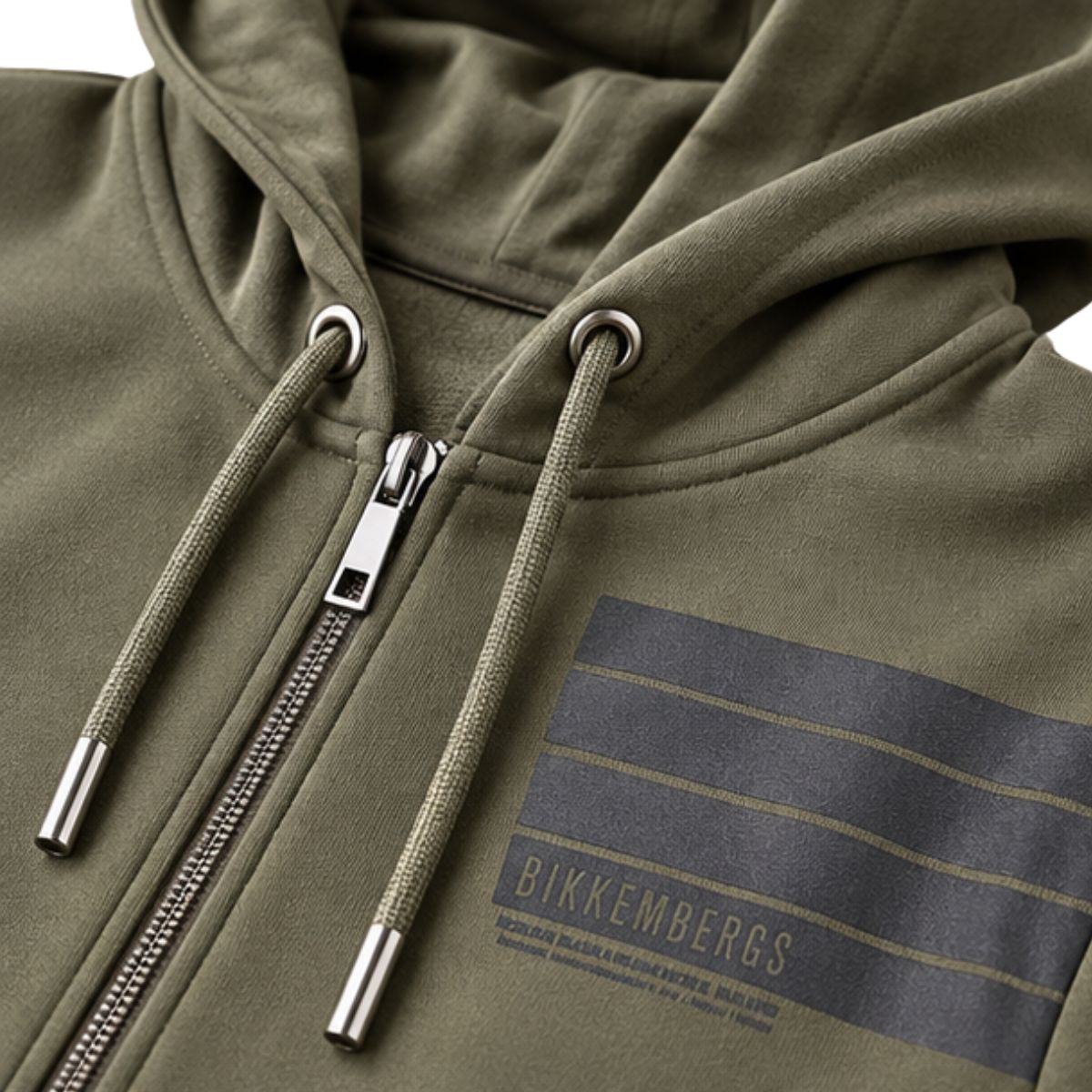 Tuta Uomo BMF2046 Bikkembergs con Cappuccio e Zip – Verde Militare - immagine 3