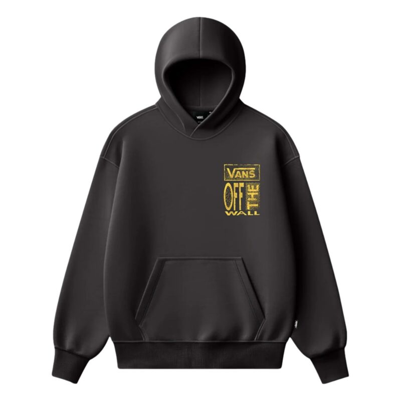 Felpa Vans Off The Wall Nera con Cappuccio e Tasca a Marsupio
